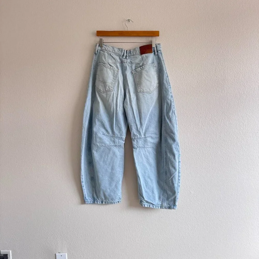 Free People We The Free Good Luck Mid-Rise Barrel Leg Jeans Aegean 27 - Picture 3 of 6